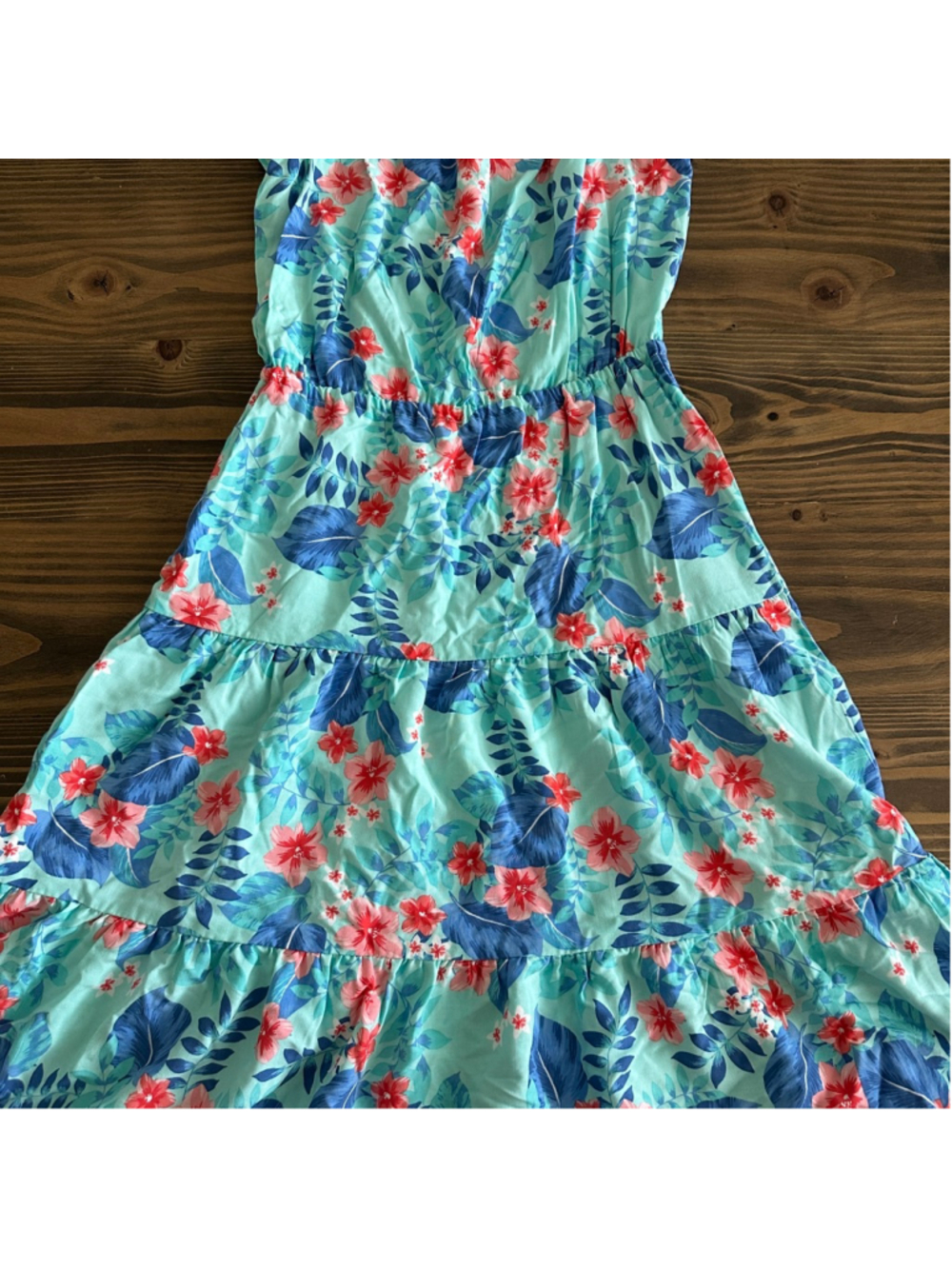 The Children's Place Dress Girls 7 8 Blue Floral Off Shoulder Ruffle - Picture 3 of 6